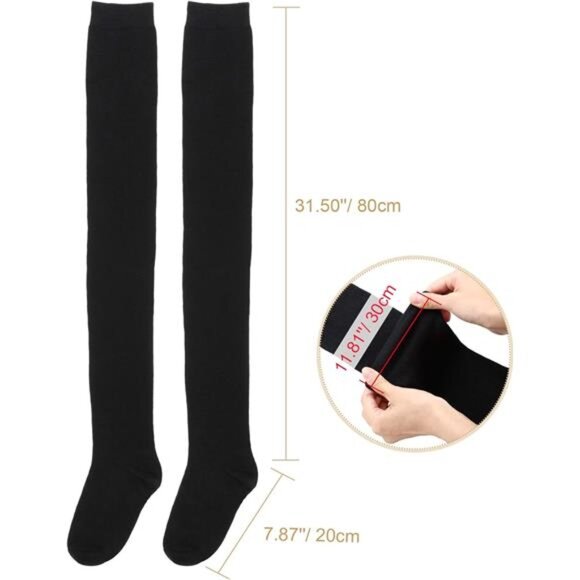 Extra Long Socks Thigh High Cotton Socks ExtraLong Knee Boot Stockings for Women - Picture 4 of 7